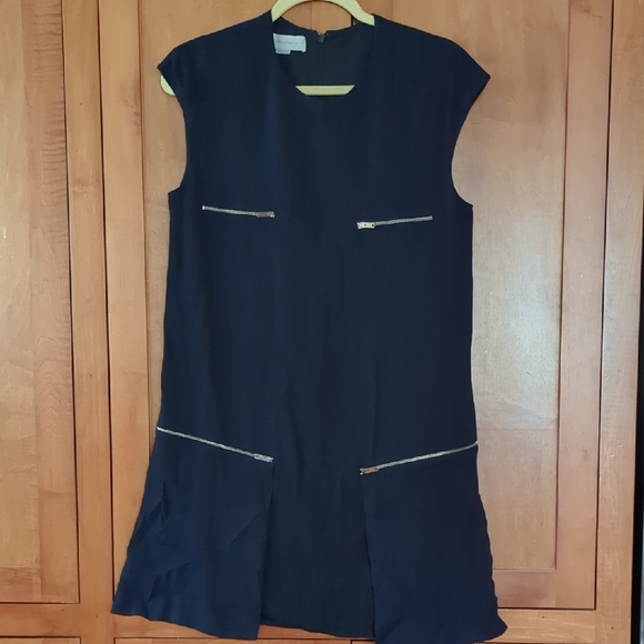 Stella McCartney Dark Navy Blue Mini Dress Zipper Accents 42/ US 6